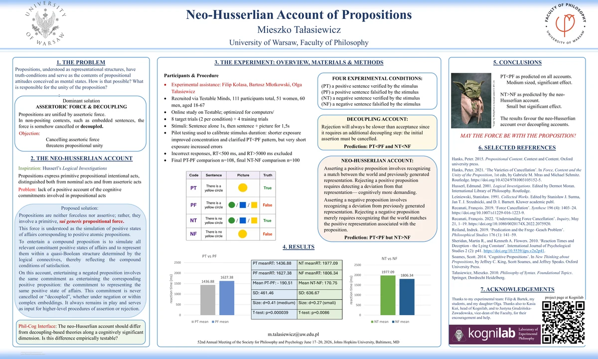 Conference poster for the Neo-Husserlian Account of Propositions project