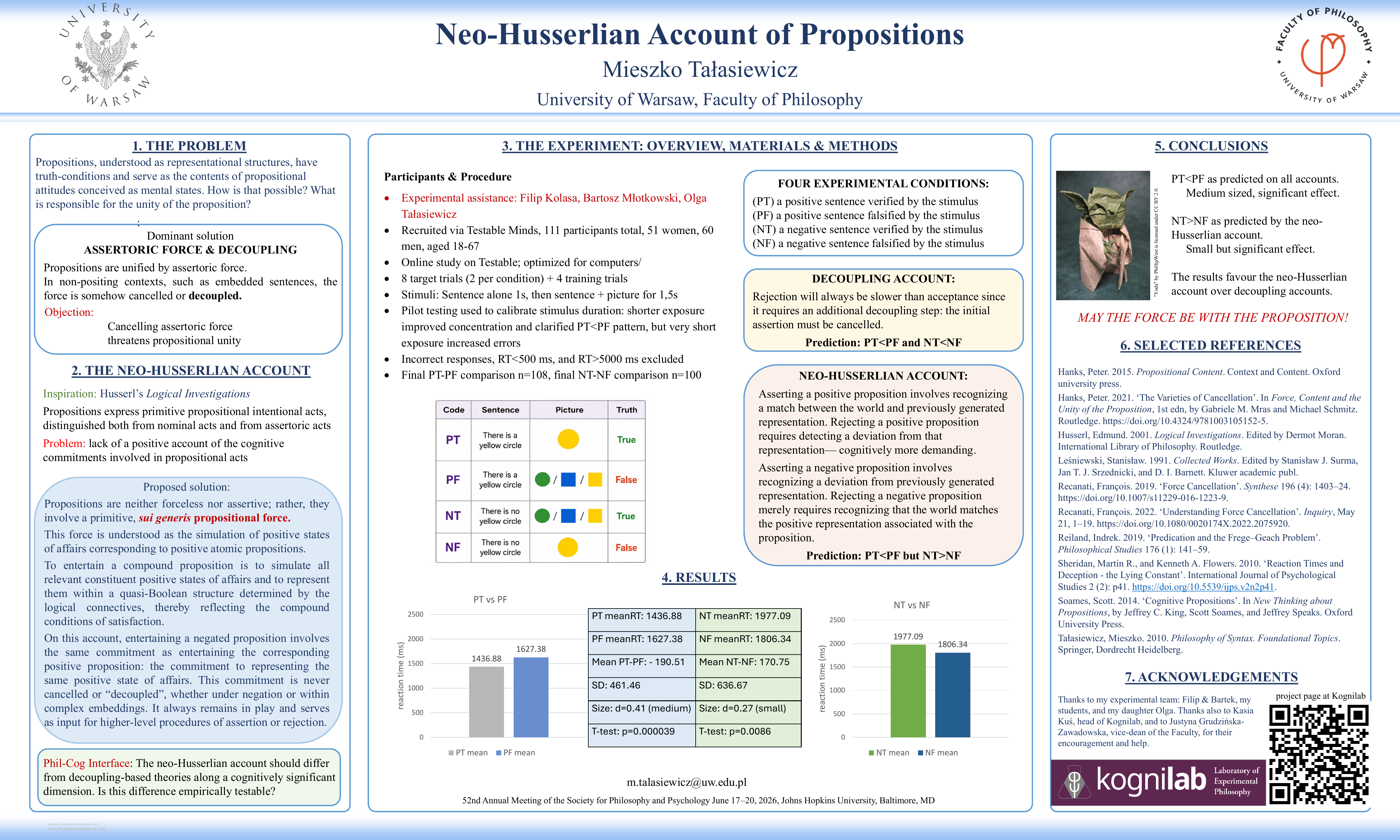 Conference poster for the Neo-Husserlian Account of Propositions project