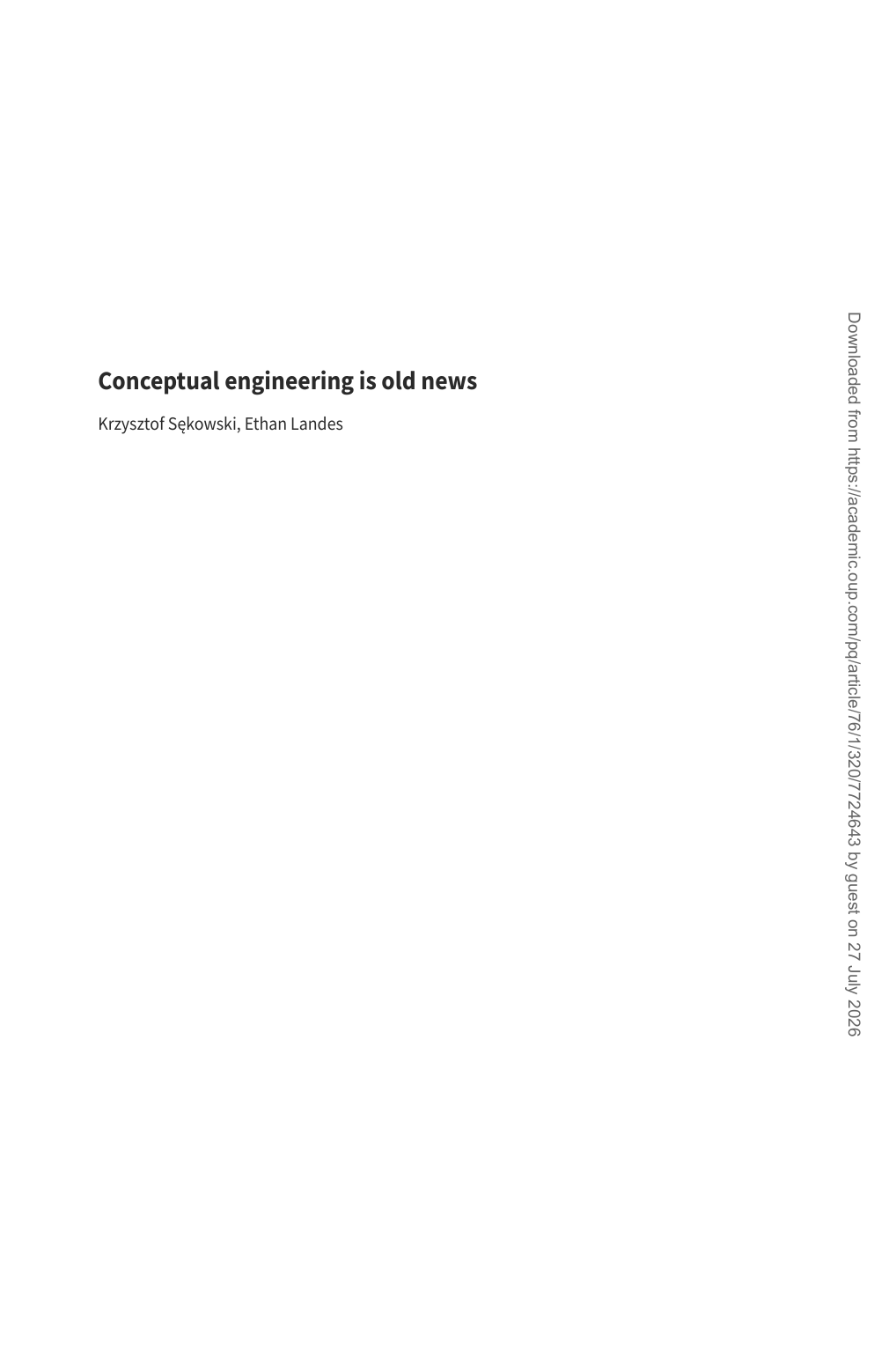 First page of Conceptual Engineering Is Old News by Krzysztof Sękowski and Ethan Landes